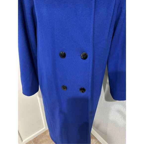 Coat Wool Royal Blue NWOT Double Breasted roll up button collar SZ 10 - Picture 4 of 9